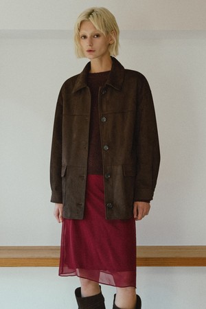 신세틱 스웨이드 하프 자켓 [다크브라운]
