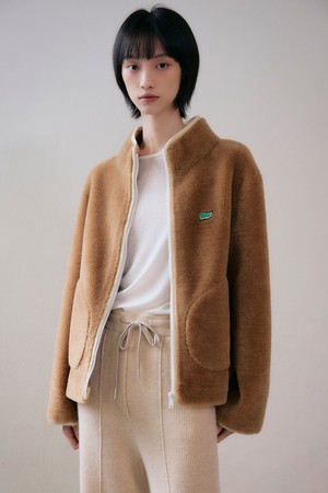 리얼 양털 플리스 집업 [카멜]