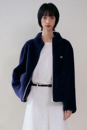 리얼 양털 플리스 집업 [네이비]