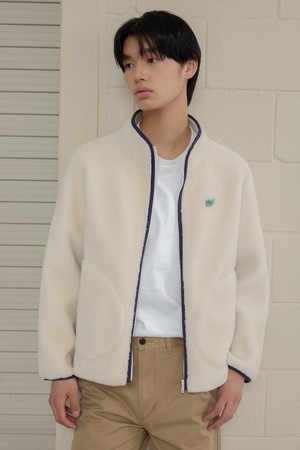 맨즈 리얼 양털 플리스 집업 [아이보리]
