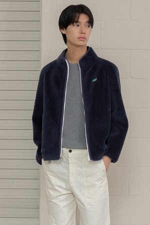 맨즈 리얼 양털 플리스 집업 [네이비]