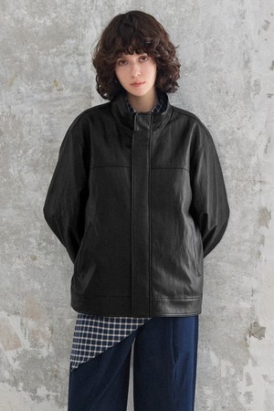 유니섹스 신세틱 레더 인시전 자켓 [블랙]