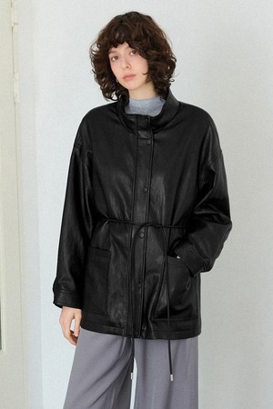 신세틱 레더 투웨이 벨티드 자켓 [블랙]