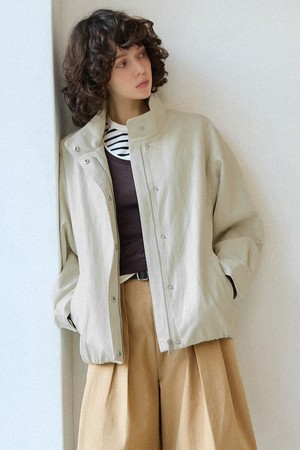 신세틱 레더 하이넥 블루종 [아이보리]