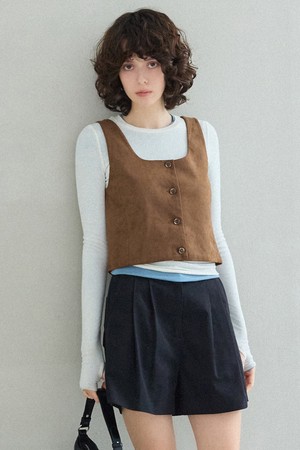 신세틱 스웨이드 베스트 [브라운]