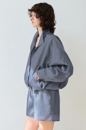 하이넥 실키 새틴 블루종 [블루 그레이]