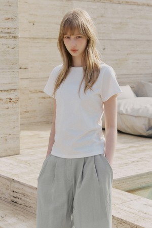 베이직 하프 티셔츠 [아이보리]