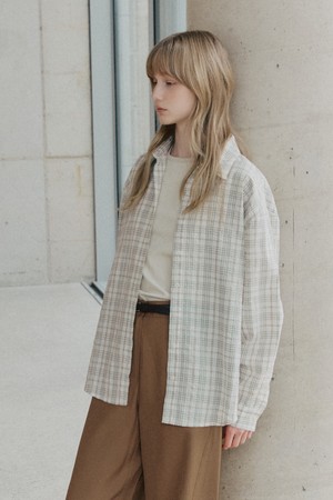 시어서커 오버핏 체크 셔츠 [민트]