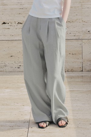 데일리 모달 핀턱 와이드 팬츠 [그레이]