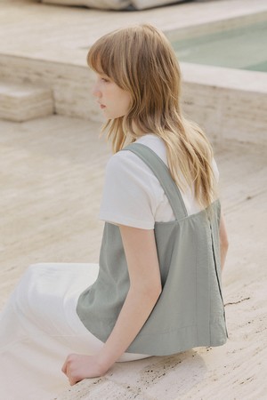 데일리 모달 슬리브리스 블라우스 [그레이]