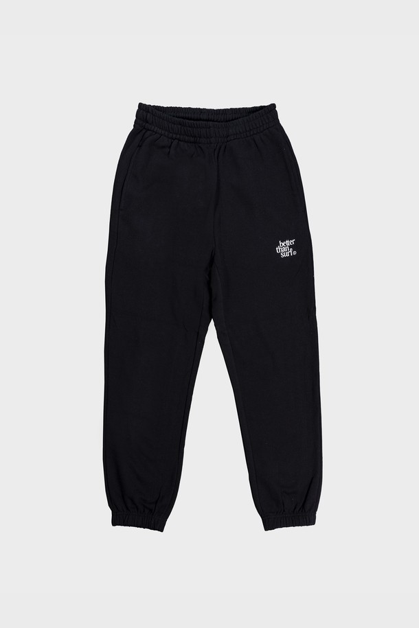 BETTER THAN SURF - 롱팬츠 - [BETTER THAN SURF] SMILE LOGO SWEAT LONG PANTS - black