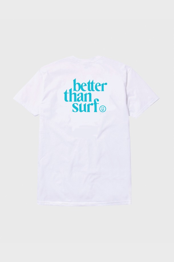 BETTER THAN SURF - 반팔티셔츠 - [BETTER THAN SURF] Skyblue Smile Logo Tee - White 마이크로소프트 에디션