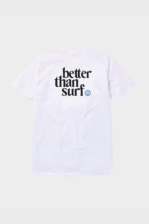 BETTER THAN SURF - 반팔티셔츠 - [BETTER THAN SURF] Black Smile Logo Tee - White