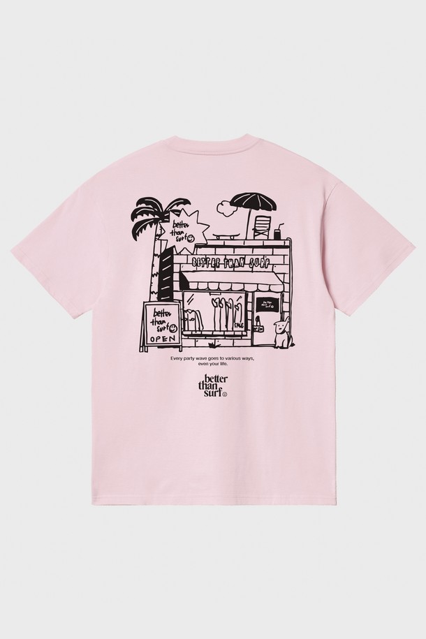 BETTER THAN SURF - 반팔티셔츠 - [BETTER THAN SURF] Surf Shop Tee - Pink