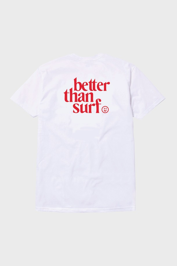 BETTER THAN SURF - 반팔티셔츠 - [BETTER THAN SURF] Red Smile Logo Tee - White