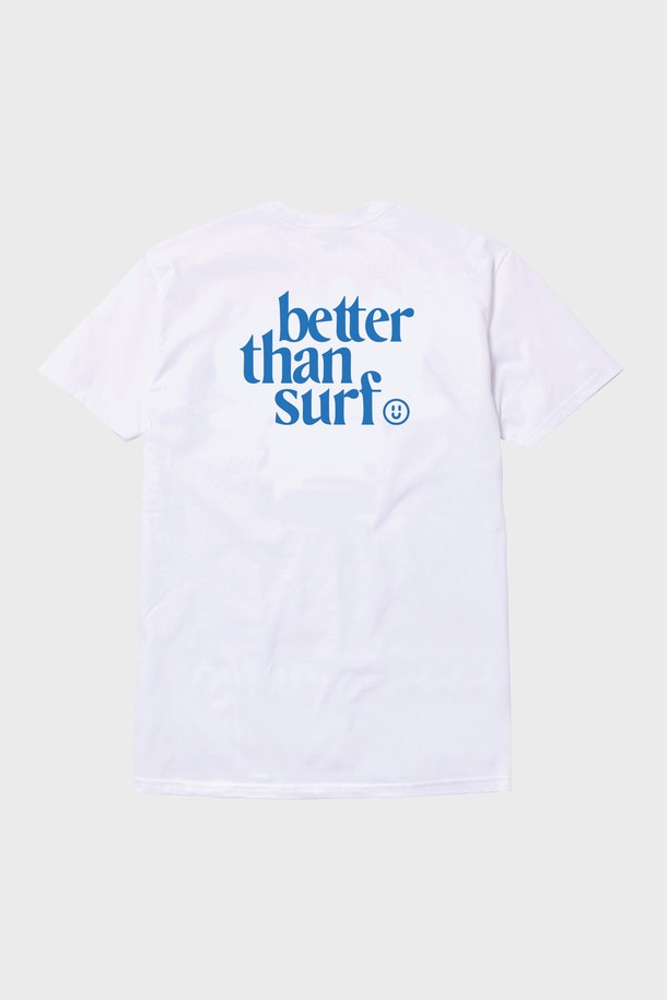 BETTER THAN SURF - 반팔티셔츠 - [BETTER THAN SURF] Blue Smile Logo Tee - White