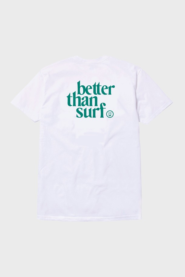 BETTER THAN SURF - 반팔티셔츠 - [BETTER THAN SURF] Green Smile Logo Tee - White