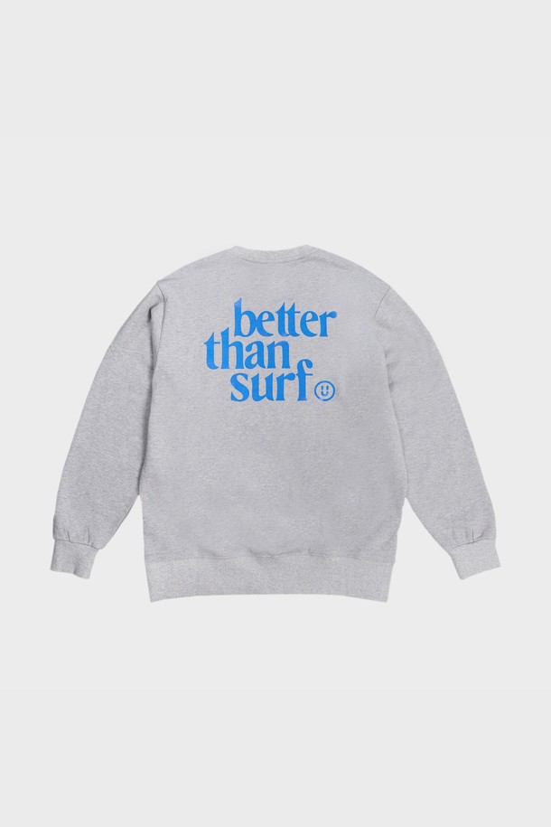 BETTER THAN SURF - 스웨트셔츠 - [BETTER THAN SURF] SMILE LOGO SWEAT SHIRT - grey