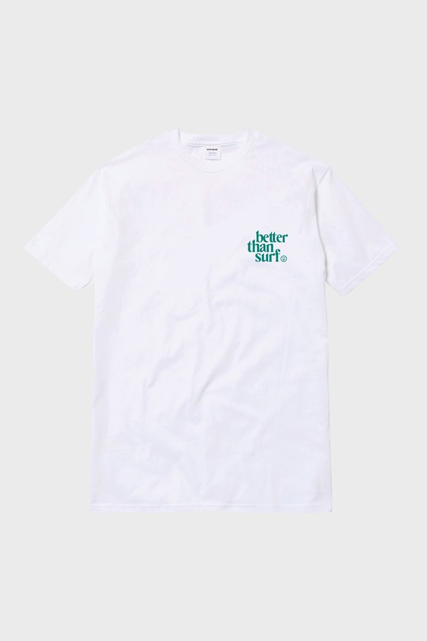 BETTER THAN SURF - 반팔티셔츠 - [BETTER THAN SURF] Green Smile Logo Tee - White