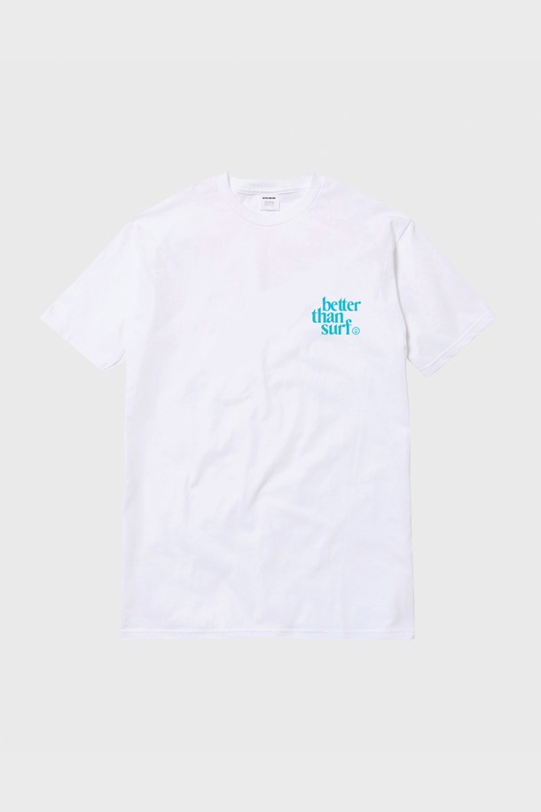 BETTER THAN SURF - 반팔티셔츠 - [BETTER THAN SURF] Skyblue Smile Logo Tee - White 마이크로소프트 에디션