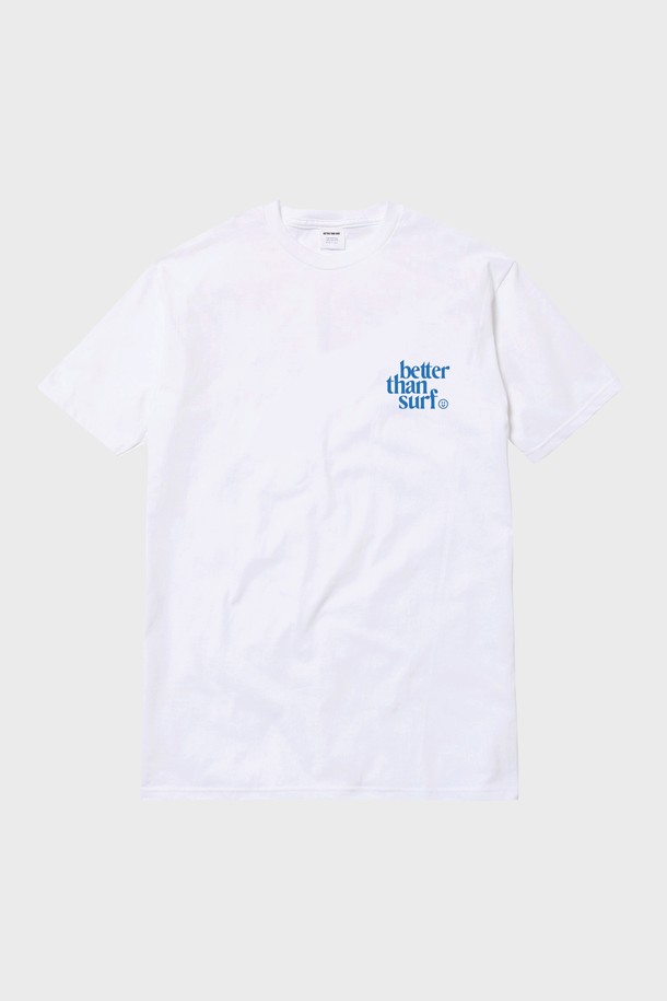 BETTER THAN SURF - 반팔티셔츠 - [BETTER THAN SURF] Blue Smile Logo Tee - White