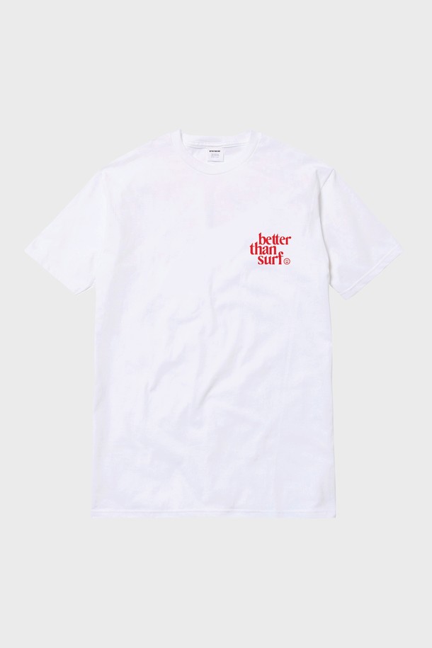 BETTER THAN SURF - 반팔티셔츠 - [BETTER THAN SURF] Red Smile Logo Tee - White