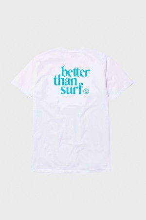 [BETTER THAN SURF] Skyblue Smile Logo Tee - White 마이크로소프트 에디션