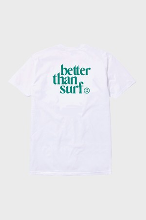 [BETTER THAN SURF] Green Smile Logo Tee - White