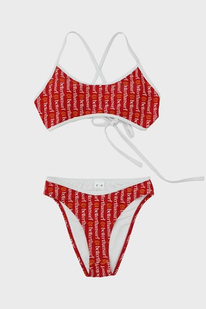 ORG STRIPE BIKINI - WARM RED