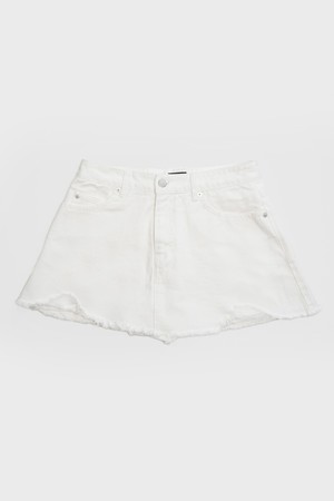 DENIM SKIRT PANTS - WHITE