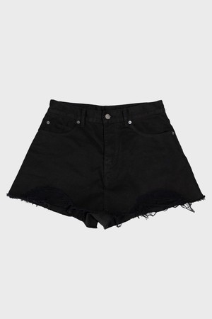 DENIM SKIRT PANTS - BLACK