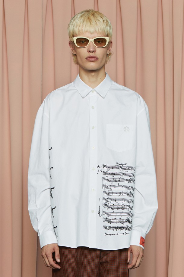 UNALLOYED - 셔츠 - SHEET MUSIC SHIRT / WHITE