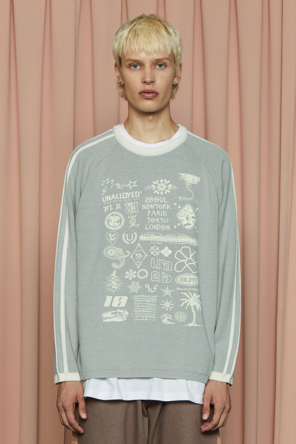 LINE GRAPHIC KNIT / GREY_UNALLOYED - 코오롱몰