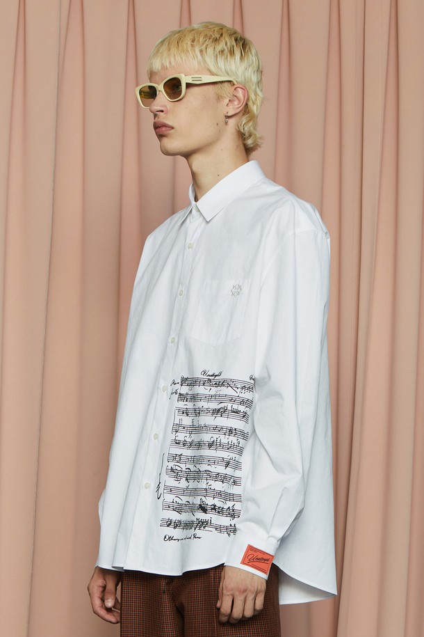 UNALLOYED - 셔츠 - SHEET MUSIC SHIRT / WHITE