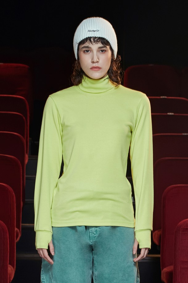 UNALLOYED - 긴팔티셔츠 - TURTLENECK KNIT T SHIRT / LIME