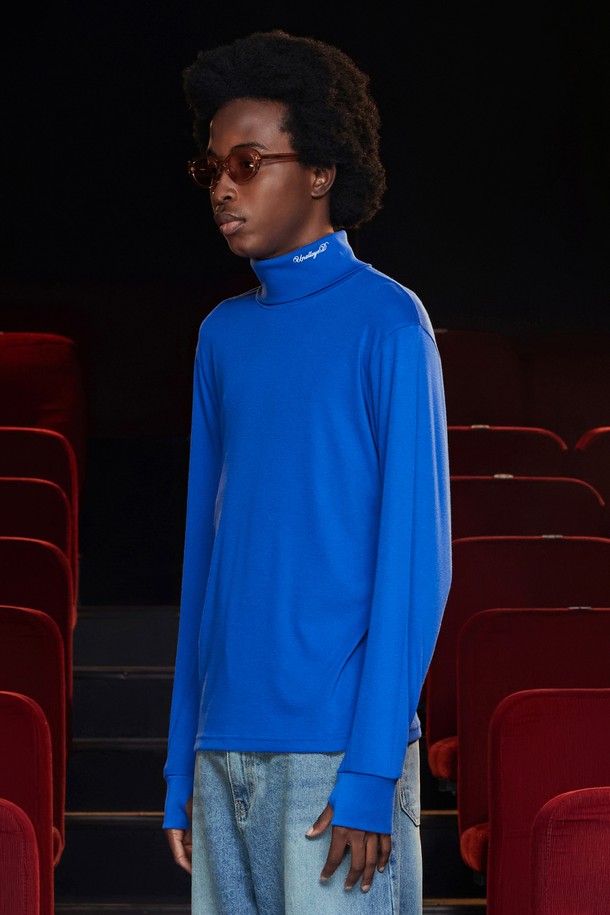 UNALLOYED - 긴팔티셔츠 - TURTLENECK KNIT T SHIRT / BLUE