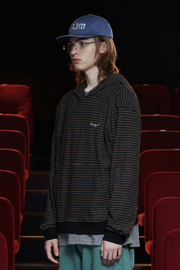 UNALLOYED - 후디 - STRIPE LOGO HOODIE / BLACK