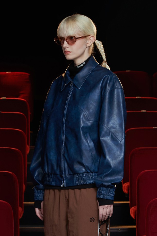 UNALLOYED - 가죽 - FAUX LEATHER WESTERN BLOUSON / BLUE