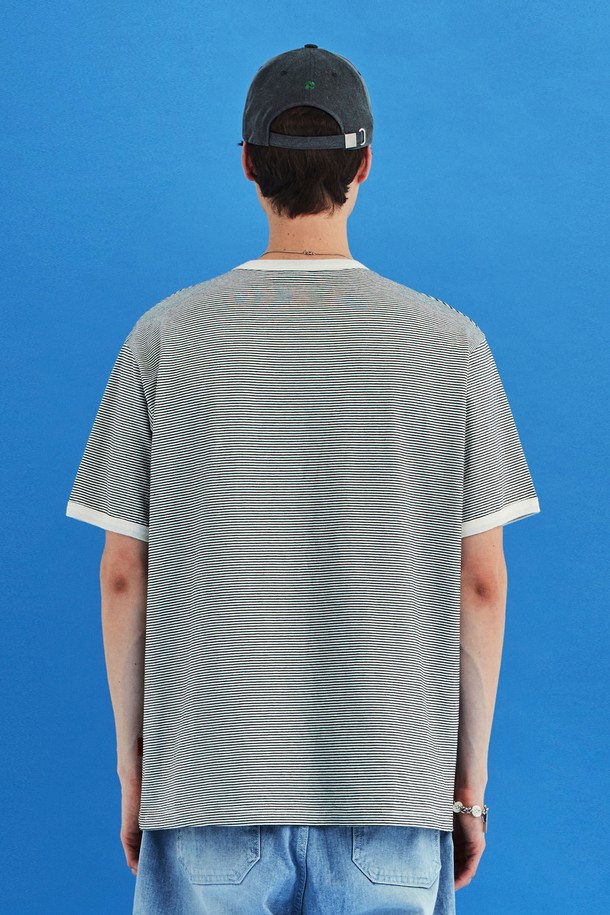 UNALLOYED - 반팔티셔츠 - SYMBOL STRIPE T SHIRT / IVORY