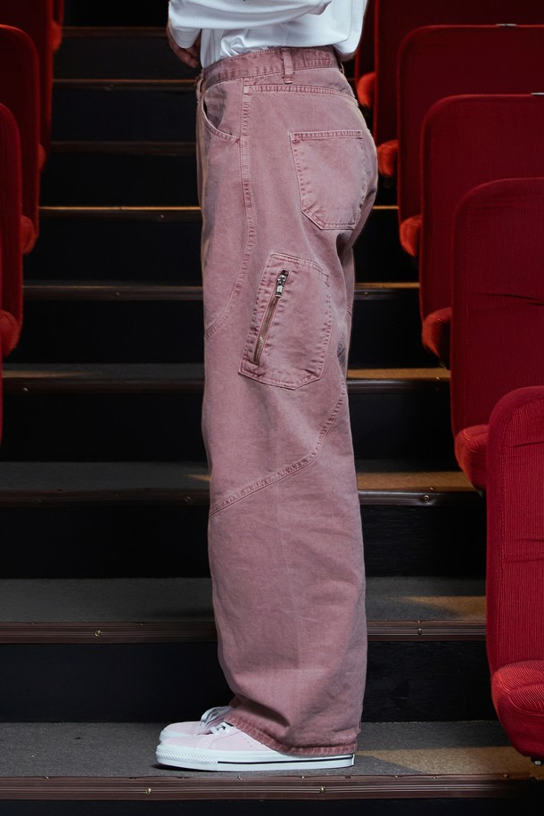 UNALLOYED - 캐주얼팬츠 - DYED ZIP CARGO PANTS / DARK PINK