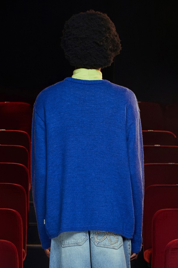 UNALLOYED - 스웨터 - DESTROYED MOHAIR KNIT / BLUE