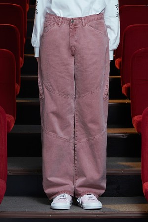 DYED ZIP CARGO PANTS / DARK PINK