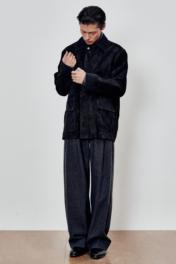 ANDROS - 가죽 - Field Goat Suede Jakcet (Black)