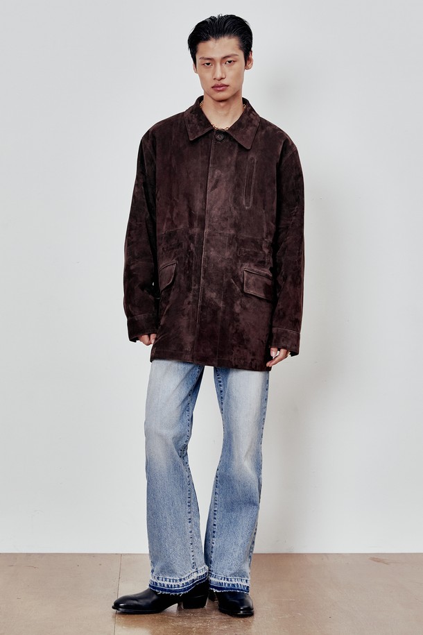 ANDROS - 가죽 - Oversized Goat Suede Jakcet (Chocolate Brown)