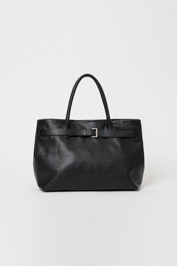 ANDROS - 토트백 - Cow Vegetable Belted Big Bag (Black)