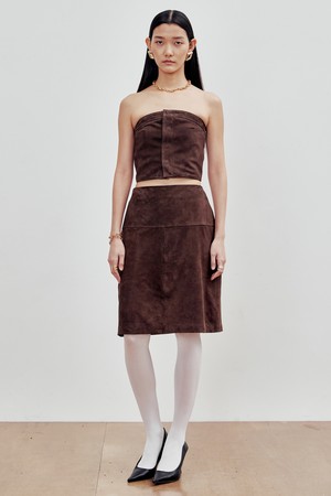 Goat Suede Midiskirt (Chocolate Brown)