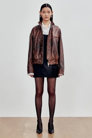 Cowhide Bomber Jacket (Brown)