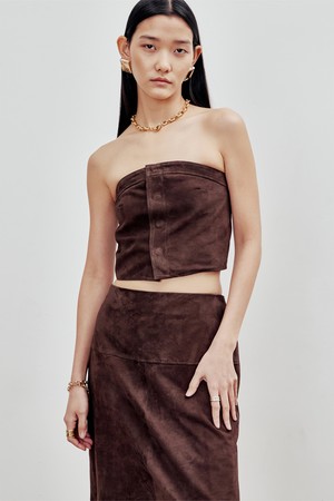 [2차] Goat Suede Tube Top (Chocolate Brown)