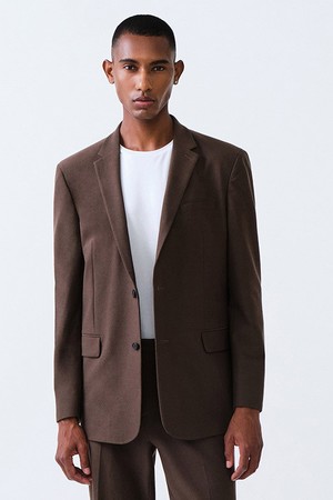 기모 스트레치 에센셜 셋업 자켓_브라운 (릴렉스핏)