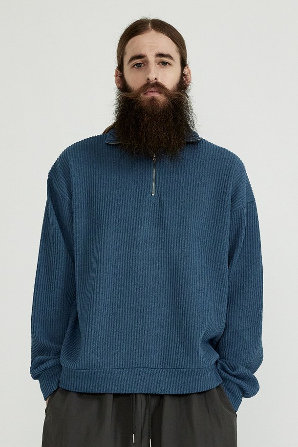 CARGOBROS - 스웨터 - CB GOLGI ZIP UP KNIT (BLUE)